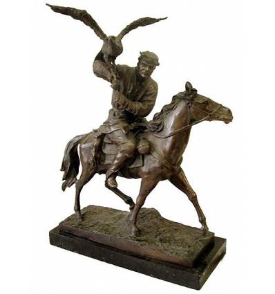 Sculpture de cavalier en bronze BRZ1061/SM125 ( H .61 x L :48 Cm ) Poids : 23 Kg 
