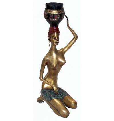 Sculpture africaine en bronze BRZ0003M-14 ( H .35 x L : Cm ) Poids : 3 Kg 