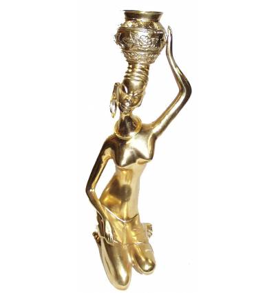 Sculpture africaine en bronze BRZ0003O-14 ( H .35 x L : Cm ) Poids : 3 Kg 