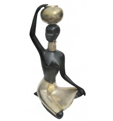 Sculpture africaine en bronze BRZ0008-25-LAMP ( H .65 x L : Cm ) Poids : 10 Kg 