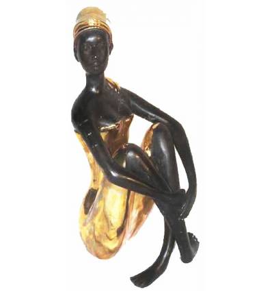 Sculpture africaine en bronze BRZ0010 ( H .38 x L :20 Cm ) Poids : 5 Kg 