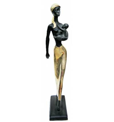 Sculpture africaine en bronze BRZ0054 ( H .86 x L : Cm ) Poids : 9 Kg 