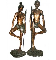 Sculpture africaine en bronze BRZ0279-36 ( H .91 x L :88 Cm ) Poids : 22 Kg 