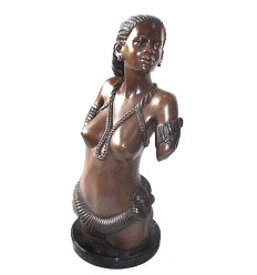 Sculpture africaine en bronze BRZ0402  ( H .65 x L :35 Cm )  Poids : 22Kg 