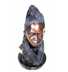 Sculpture africaine en bronze BRZ0409 ( H .63 x L :30 Cm ) Poids : 12 Kg 
