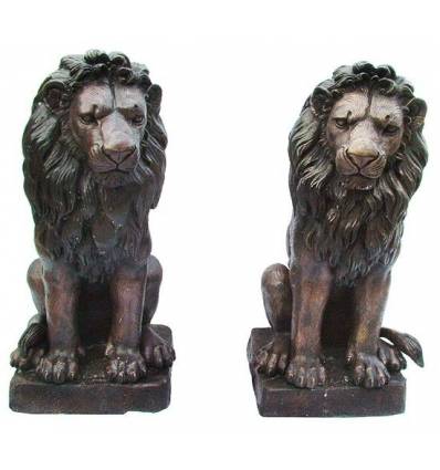 Lion en bronze BRZ1292  ( H .81 x L :43 Cm )  Poids : 71 Kg 