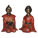 Couple de japonnais en bronze BRZ0041R-11 ( H .28 x L : Cm ) Poids : 8 Kg 