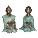 Couple de japonnais en bronze BRZ0041V-11  ( H .28 x L : Cm )  Poids : 8 Kg 