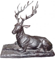 Cerf en bronze BRZ1702 H. 35 x L. 32 ( Cm ) - Poids : .3.5 Kg