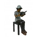 Sculpture enfant sur tabouret en bronze Réf : BRZ1311TAB