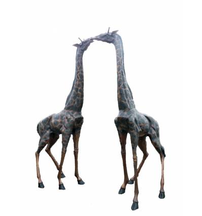 Sculpture couple de girafe en bronze Réf: BRZ1743