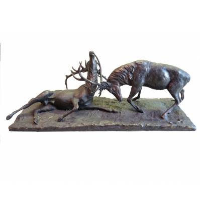 Sculpture en bronze de deux cerfs Réf : BRZ1641