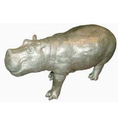 Sculpture hippopotame en aluminium mat Réf : ALU0667