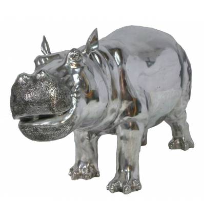 Sculpture d'un hippopotame en aluminium Réf : ALU0667-POLI