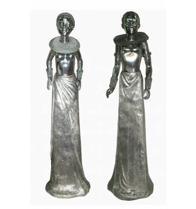 Sculpture africaine d'un couple en aluminium Réf : ALU1565