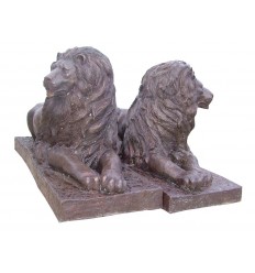 Couple de lions en bronze BRZ0357 ( H .90 x L :160 Cm ) Poids : 310 Kg 