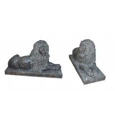 Couple de lions en bronze BRZ0357V ( H .90 x L :160 Cm ) Poids : 310 Kg 