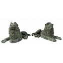 Couple de lions en bronze BRZ0178V ( H .35 x L :68 Cm ) Poids : 40 Kg 