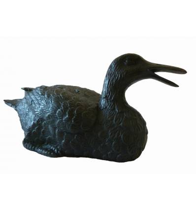 Bronze animalier : canard en bronze BRZ1649 ( H .10 x L .25 Cm ) Poids : 2 Kg 