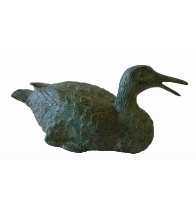 Bronze animalier : canard en bronze BRZ1649V ( H .10 x L .25 Cm ) Poids : 2 Kg 